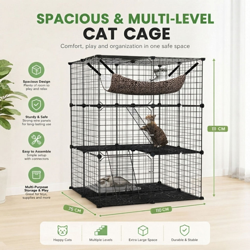 3 Tier Pet Playpen Large Cat Cage Diy Enclosure
