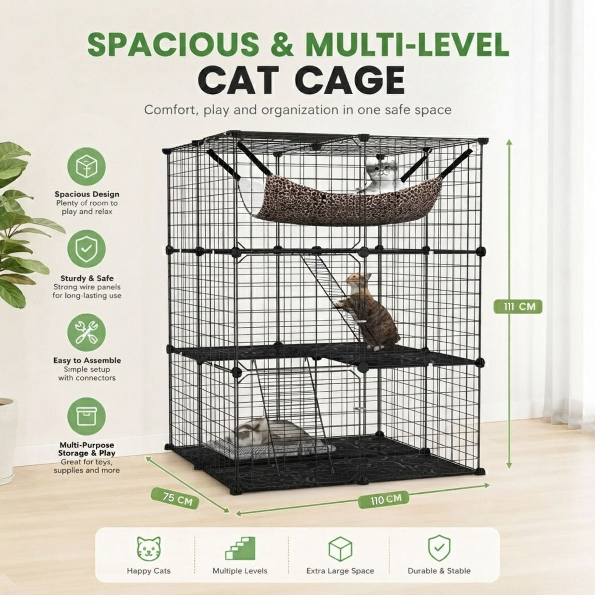 3 Tier Pet Playpen Large Cat Cage Diy Enclosure