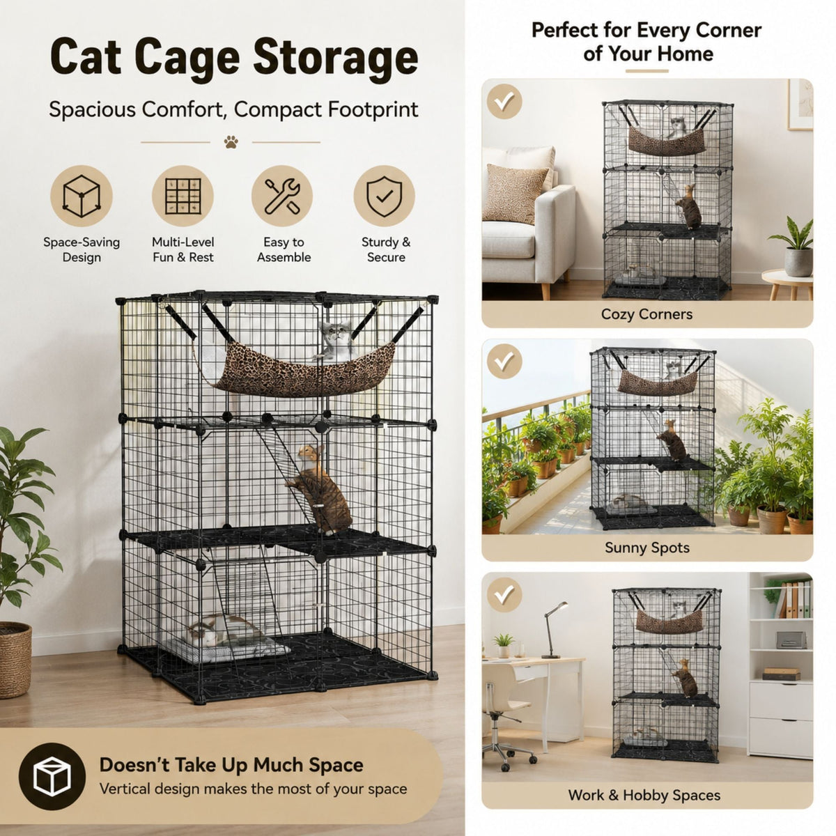 3 Tier Pet Playpen Large Cat Cage Diy Enclosure