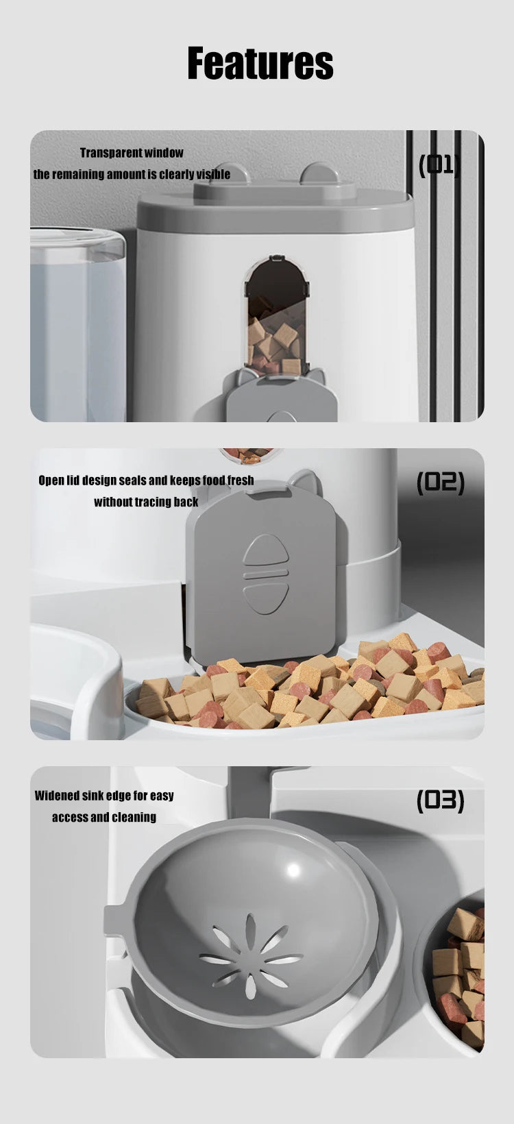 Pet Large-Capacity Feeder Integrated Automatic Water Dispenser Cat Food Bowl Dog Feeding Bowl Cat Bowl Dog Bowl Pet Supplies