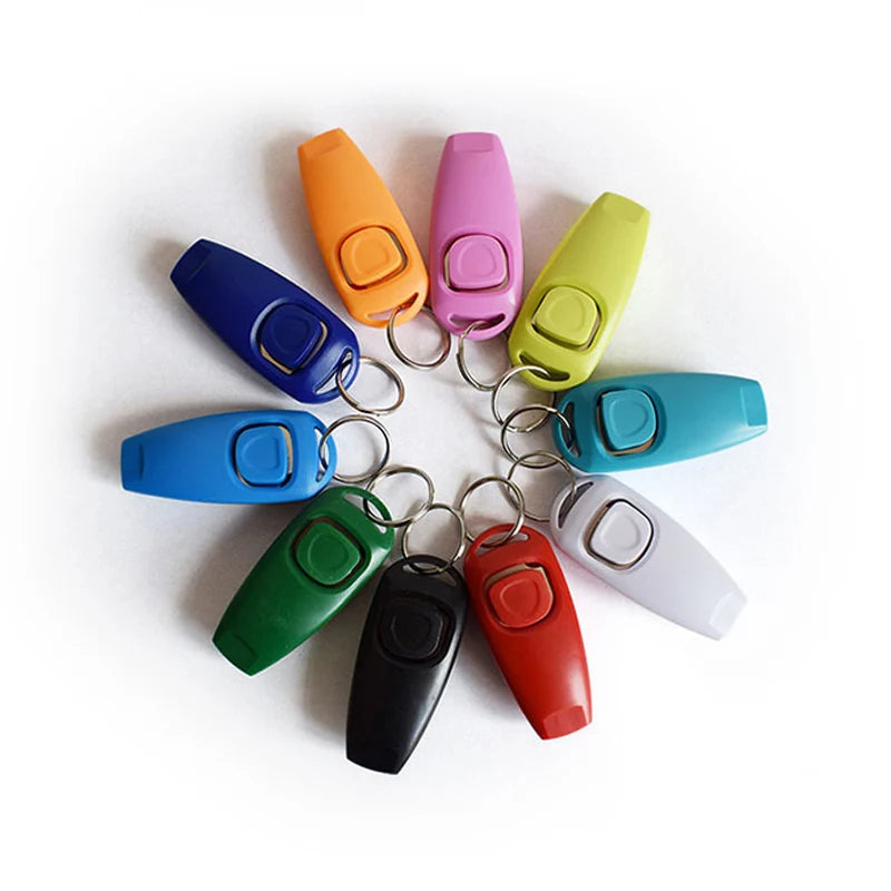 2 In 1 Pet Dog Training Clickers Pet Puppy Kitty Training Whistles Key Ring and Wrist Strap Pet Dog Trainings Behavior Tools