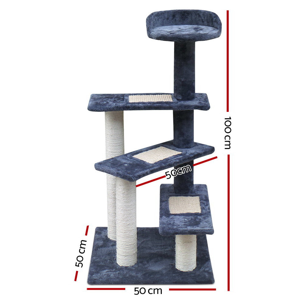 NNEDSZ Cat Tree 100cm Trees Scratching Post Scratcher Tower Condo House Furniture Wood Steps
