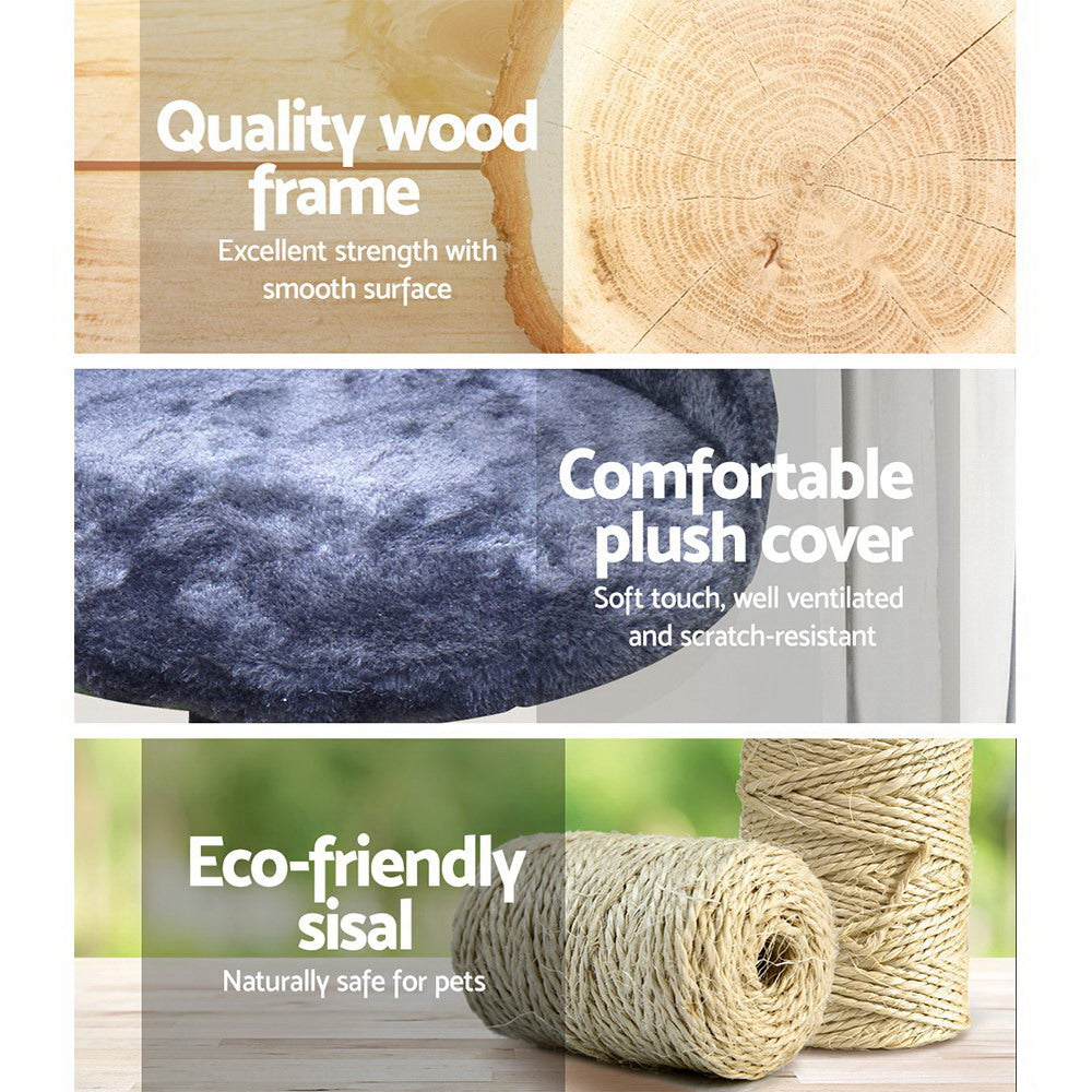 NNEDSZ Cat Tree 100cm Trees Scratching Post Scratcher Tower Condo House Furniture Wood Steps