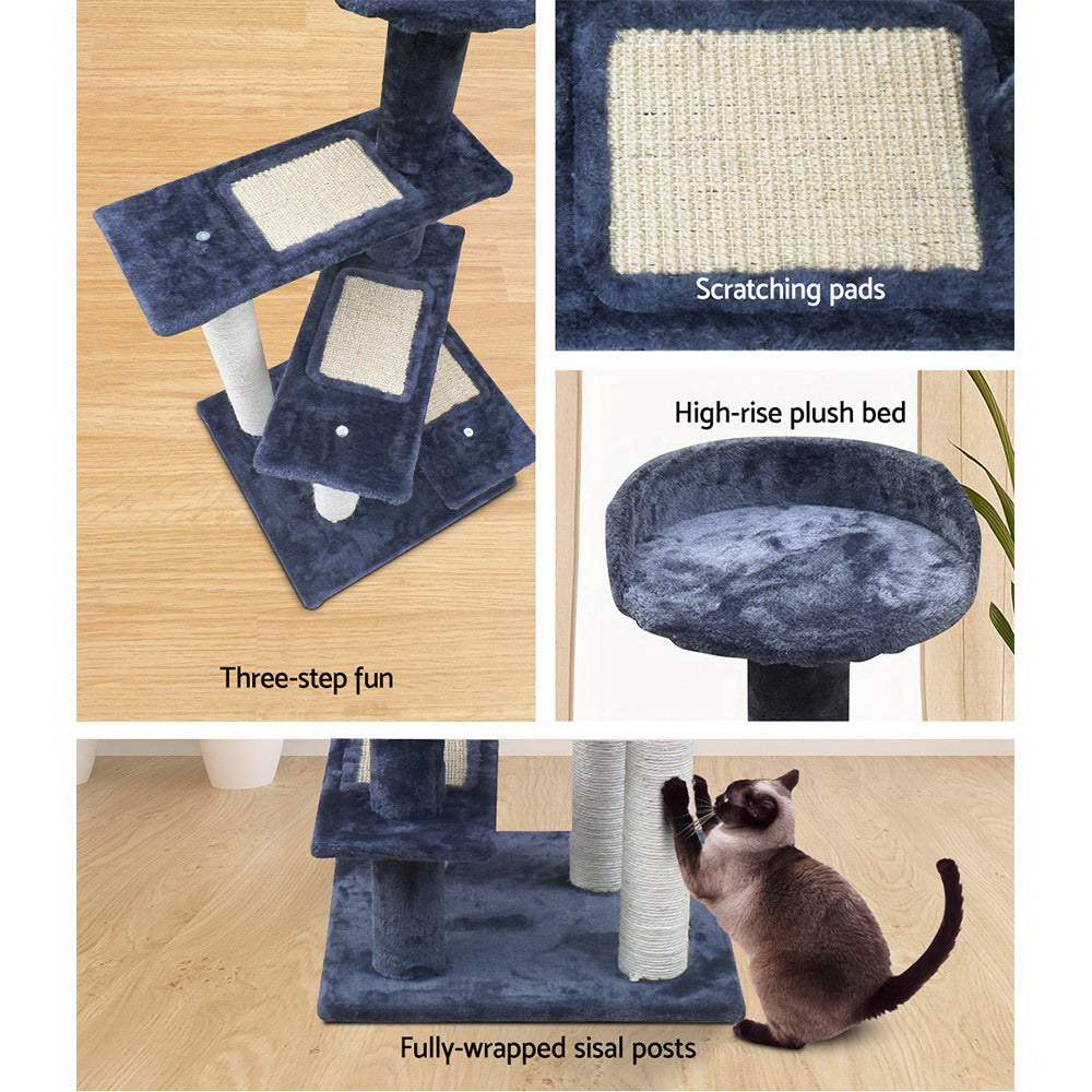 NNEDSZ Cat Tree 100cm Trees Scratching Post Scratcher Tower Condo House Furniture Wood Steps