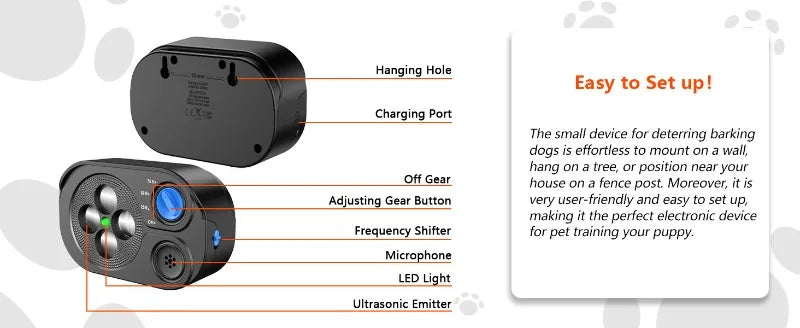 Pet Ultrasonic Anti-barking Device Supplies Charging Anti-disturbance Safety Training Indoor Outdoor Accessories Pet Products