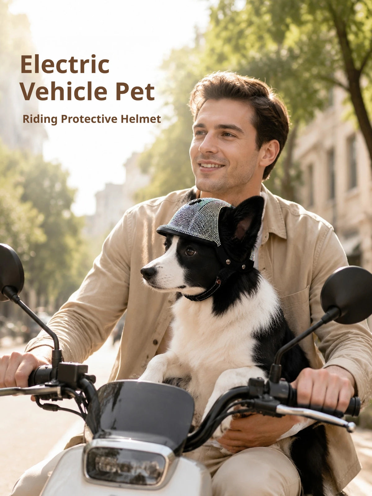 Pet Safety Helmet for Dogs Cats, Hard‑Shell Small Pet Riding Helmet, Protective Cap for Bicycle Motorcycle Outdoor Travel, Comfo
