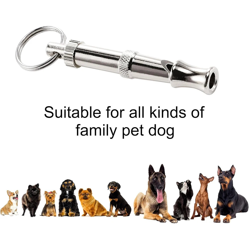 Dog Whistle Pet Training Whistle Stainless Steel Silver Portable Adjustable Ultrasonic Cat/Dog Behavior Training Aid Tool
