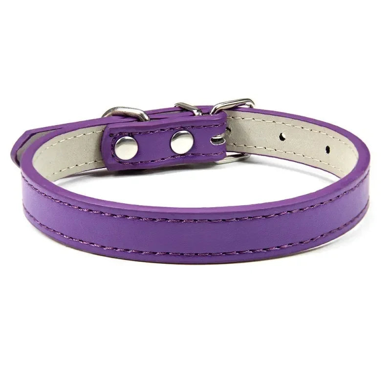 PU Leather Pet Collar for Cats & Dogs Adjustable Outdoor Walking Neck Collar Comfortable Non-restrictive Quick On & Off