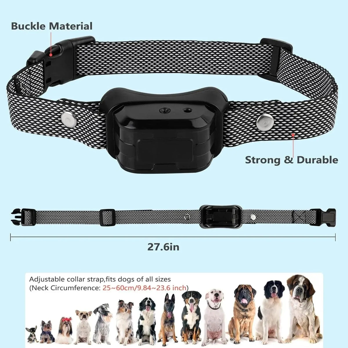 Pet Remote Spray Training Collar Tone Vibration 6 Levels Adjustable Anti-Barking Professional Humanistic Trainer(No Refill Gas)