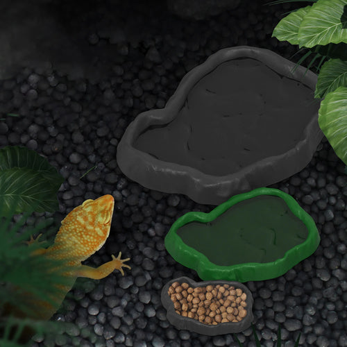 2pcs Pets Feeder Bowl Crawler Pet Feeder Basin Resin Non-toxic Food Water Pot Reptile Tortoise Scorpion Lizard Crab Bowl tool