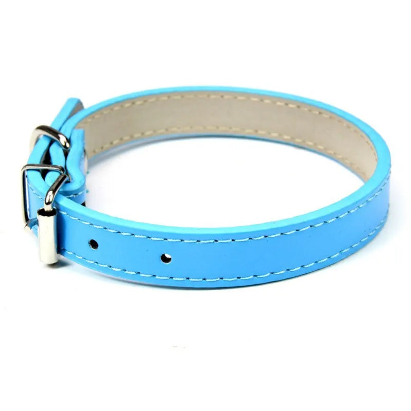 PU Leather Pet Collar for Cats & Dogs Adjustable Outdoor Walking Neck Collar Comfortable Non-restrictive Quick On & Off