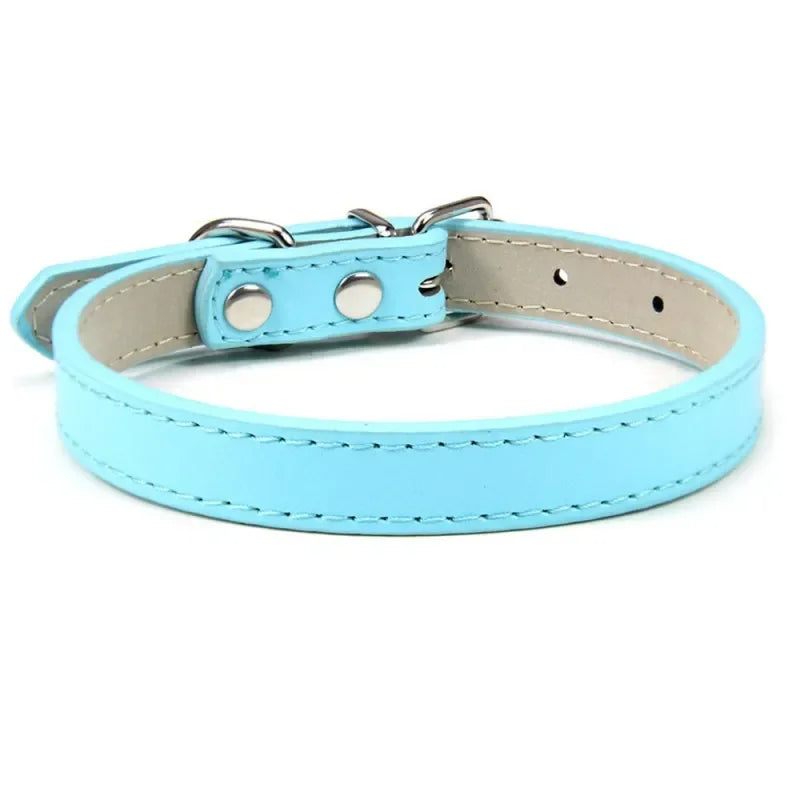 PU Leather Pet Collar for Cats & Dogs Adjustable Outdoor Walking Neck Collar Comfortable Non-restrictive Quick On & Off