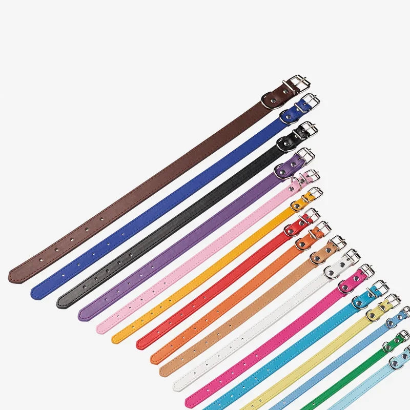 PU Leather Pet Collar for Cats & Dogs Adjustable Outdoor Walking Neck Collar Comfortable Non-restrictive Quick On & Off