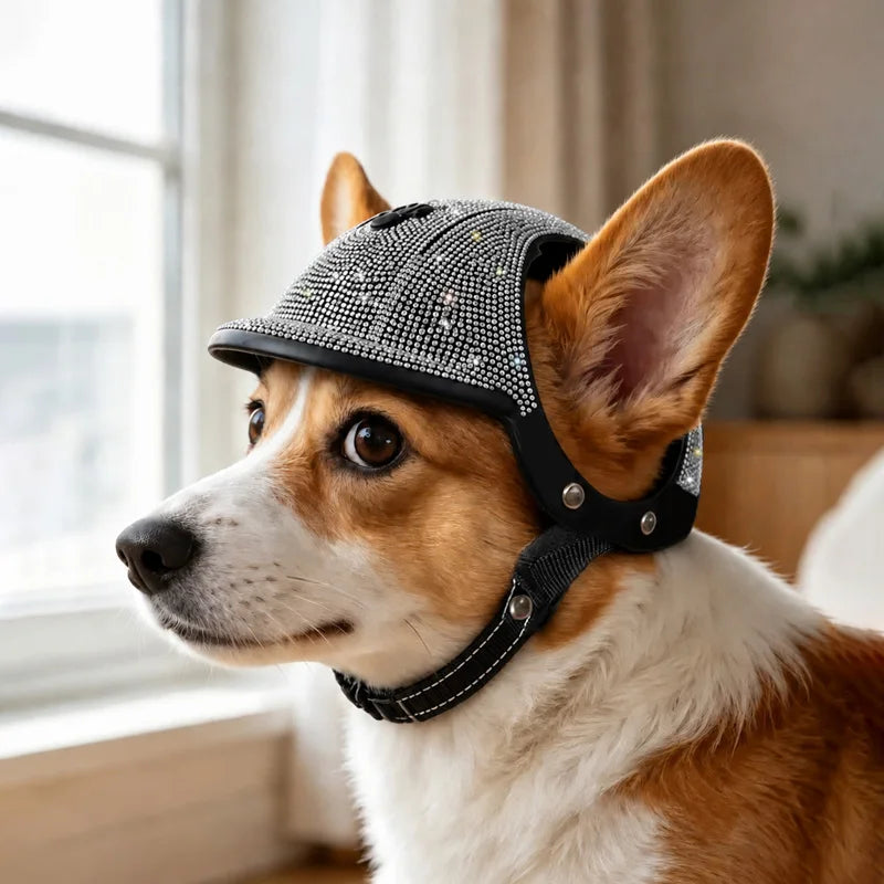 Pet Safety Helmet for Dogs Cats, Hard‑Shell Small Pet Riding Helmet, Protective Cap for Bicycle Motorcycle Outdoor Travel, Comfo