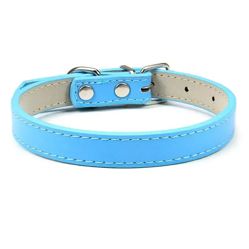 PU Leather Pet Collar for Cats & Dogs Adjustable Outdoor Walking Neck Collar Comfortable Non-restrictive Quick On & Off