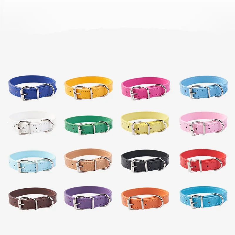 PU Leather Pet Collar for Cats & Dogs Adjustable Outdoor Walking Neck Collar Comfortable Non-restrictive Quick On & Off