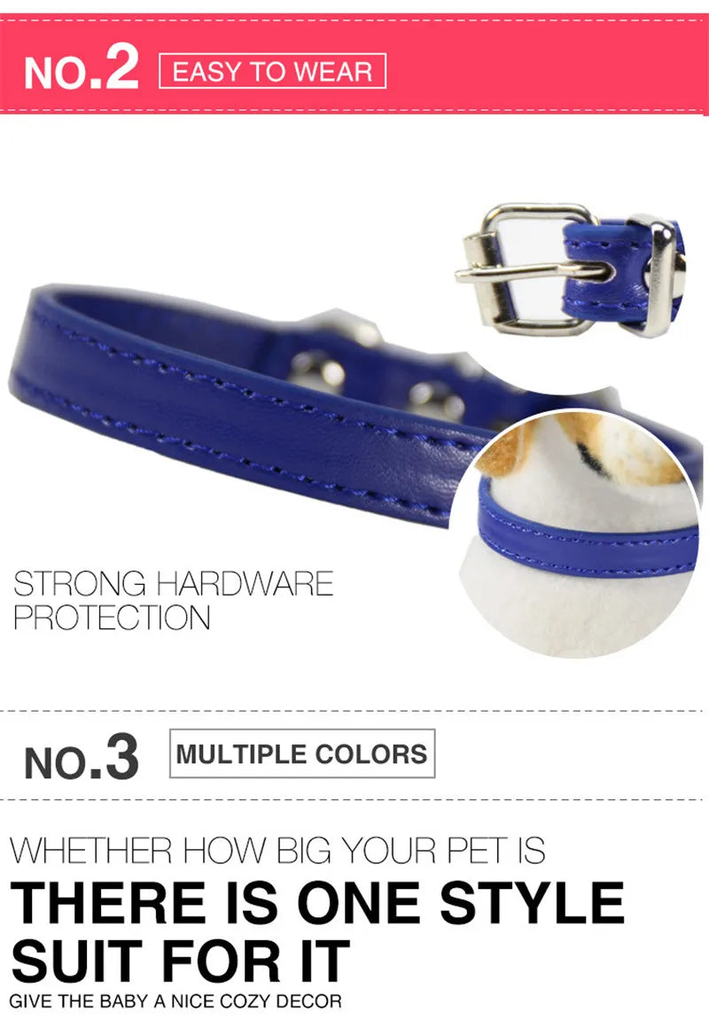 PU Leather Pet Collar for Cats & Dogs Adjustable Outdoor Walking Neck Collar Comfortable Non-restrictive Quick On & Off