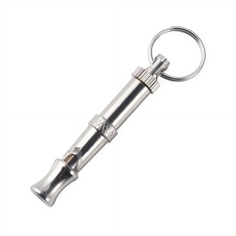 Dog Whistle Pet Training Whistle Stainless Steel Silver Portable Adjustable Ultrasonic Cat/Dog Behavior Training Aid Tool