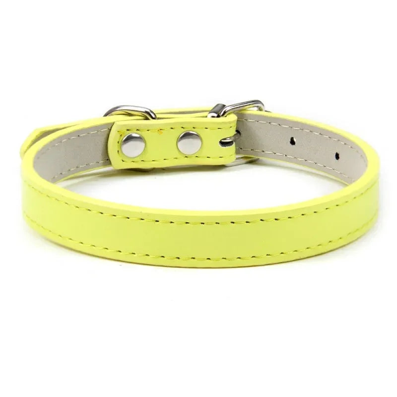 PU Leather Pet Collar for Cats & Dogs Adjustable Outdoor Walking Neck Collar Comfortable Non-restrictive Quick On & Off