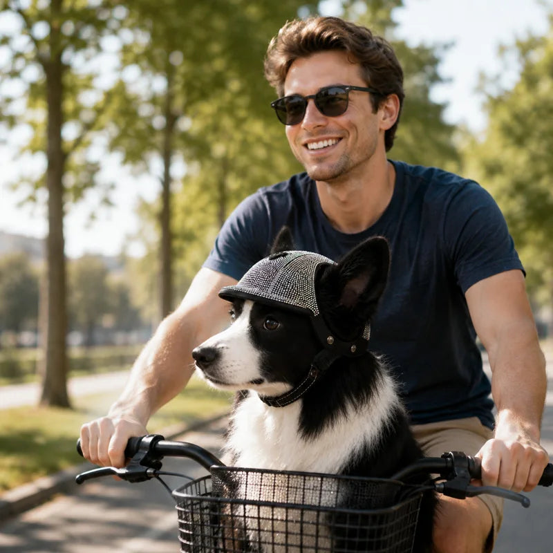 Pet Safety Helmet for Dogs Cats, Hard‑Shell Small Pet Riding Helmet, Protective Cap for Bicycle Motorcycle Outdoor Travel, Comfo