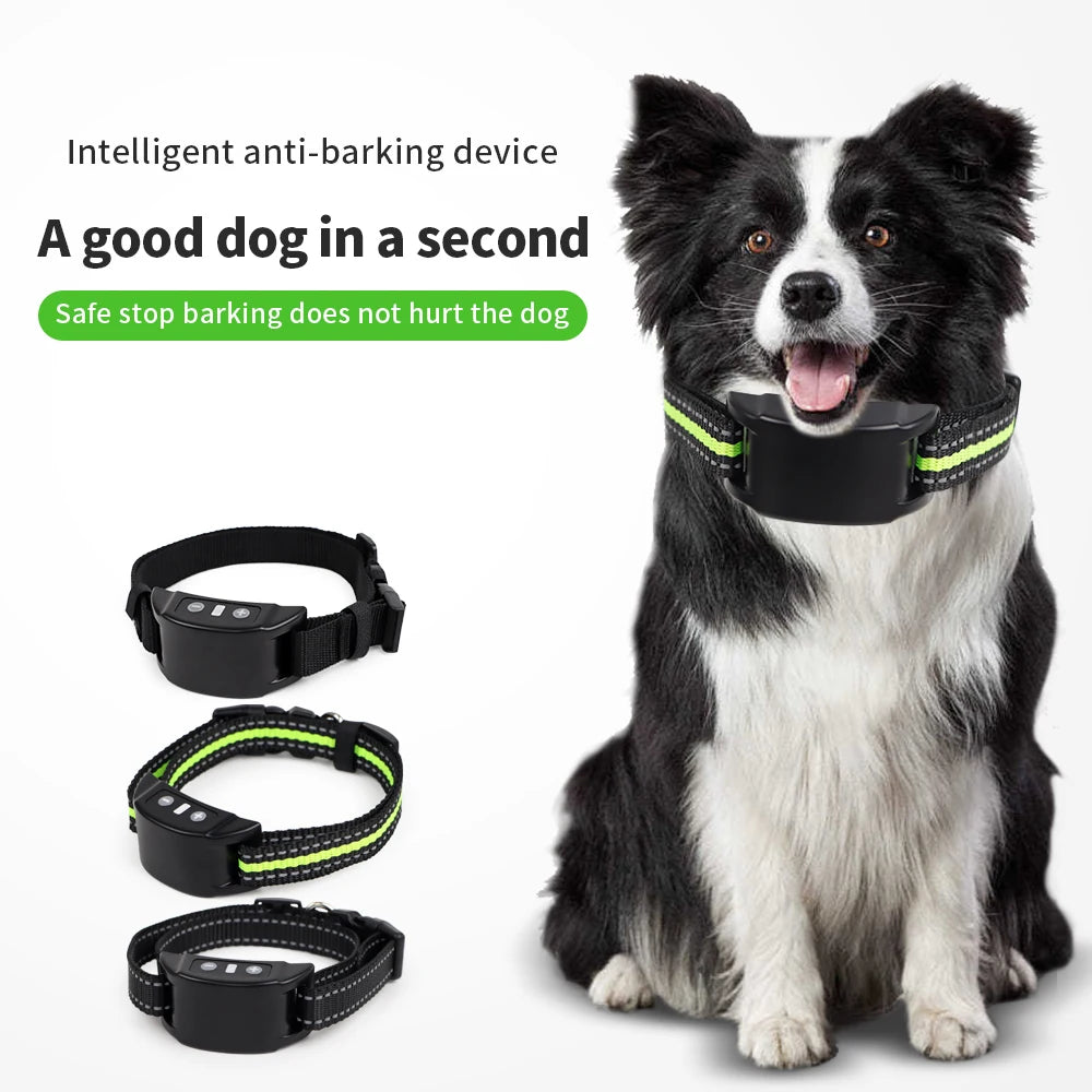 Pet Dog Training Collars Auto Anti-Bark Collar USB Rechargeable 7 Intensities Safety Static Shock Humane Sound Sensor