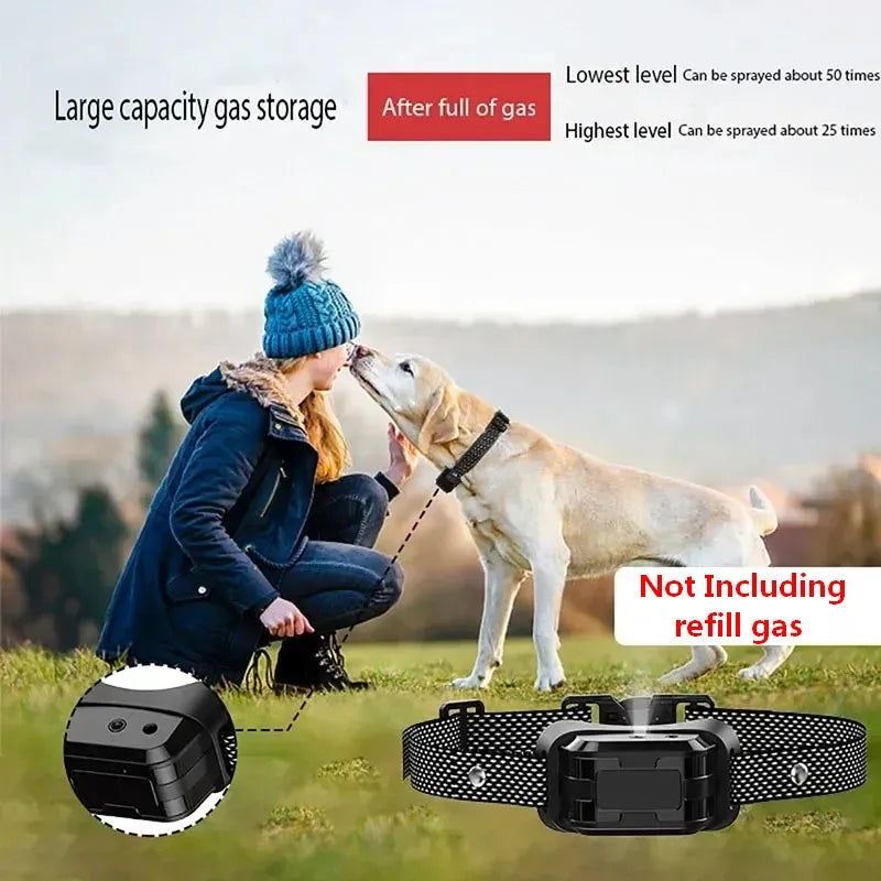 Pet Remote Spray Training Collar Tone Vibration 6 Levels Adjustable Anti-Barking Professional Humanistic Trainer(No Refill Gas)