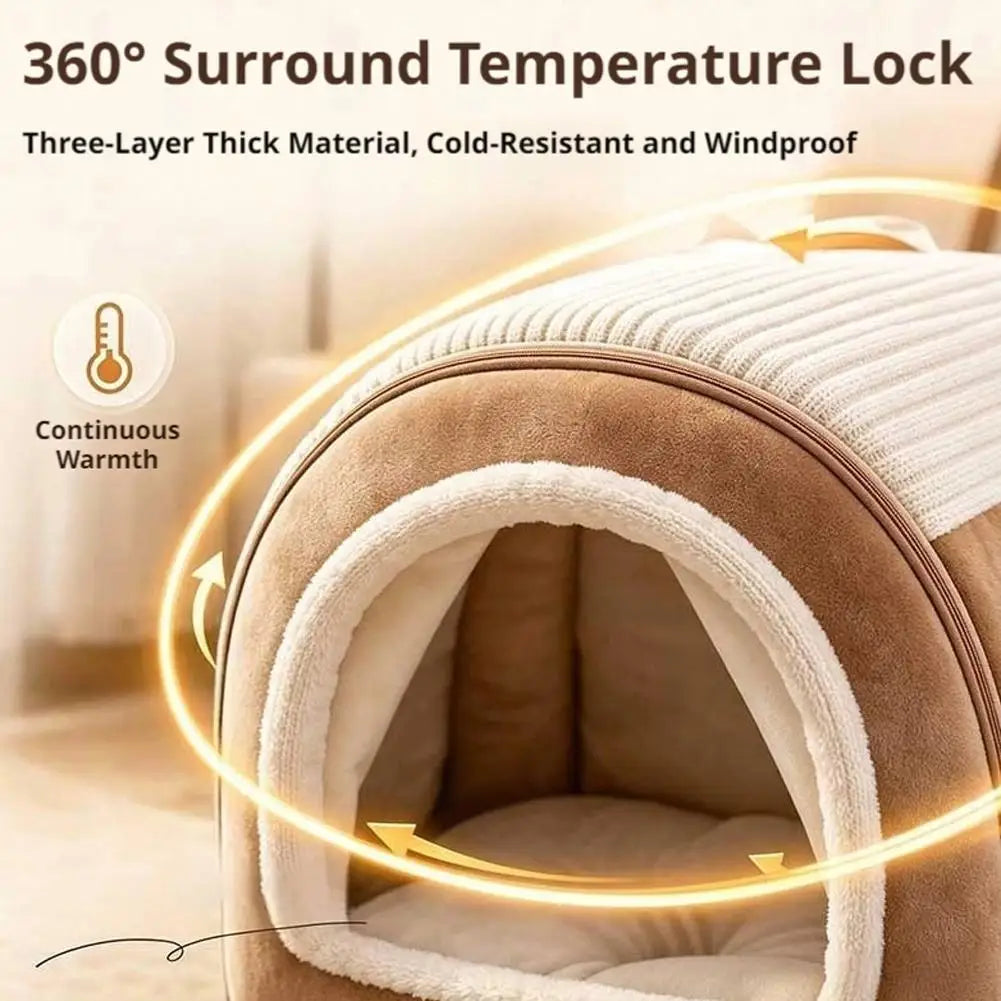 Pet Bed House Cushion Suitable for Small Medium Large Pets Foldable Pet House Removable Washable Cat Bed Indoor Warm Doghouse ﻿