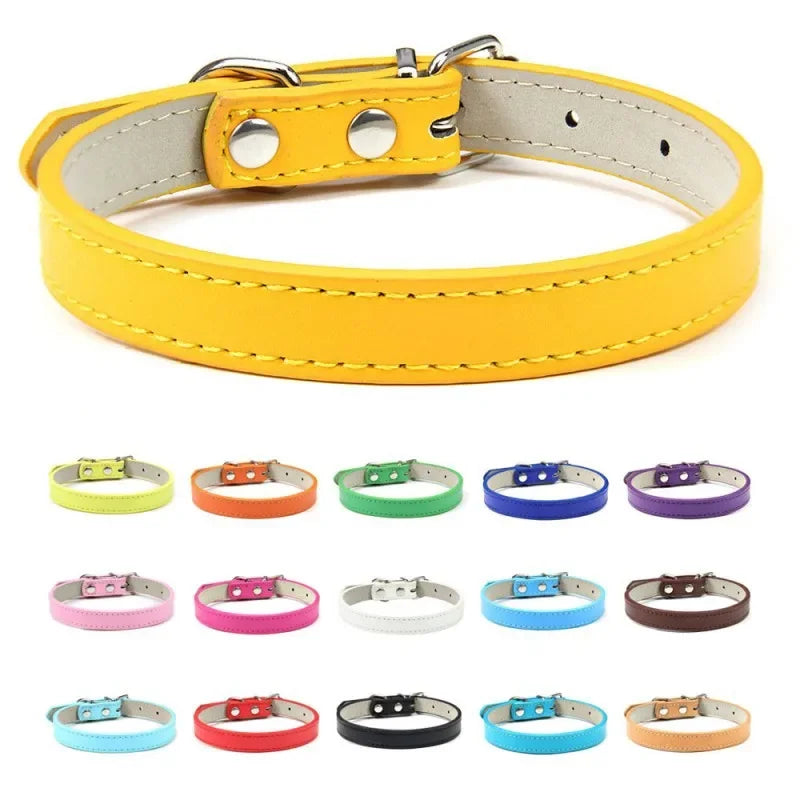 PU Leather Pet Collar for Cats & Dogs Adjustable Outdoor Walking Neck Collar Comfortable Non-restrictive Quick On & Off