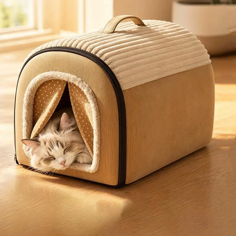Pet Bed House Cushion Suitable for Small Medium Large Pets Foldable Pet House Removable Washable Cat Bed Indoor Warm Doghouse ﻿