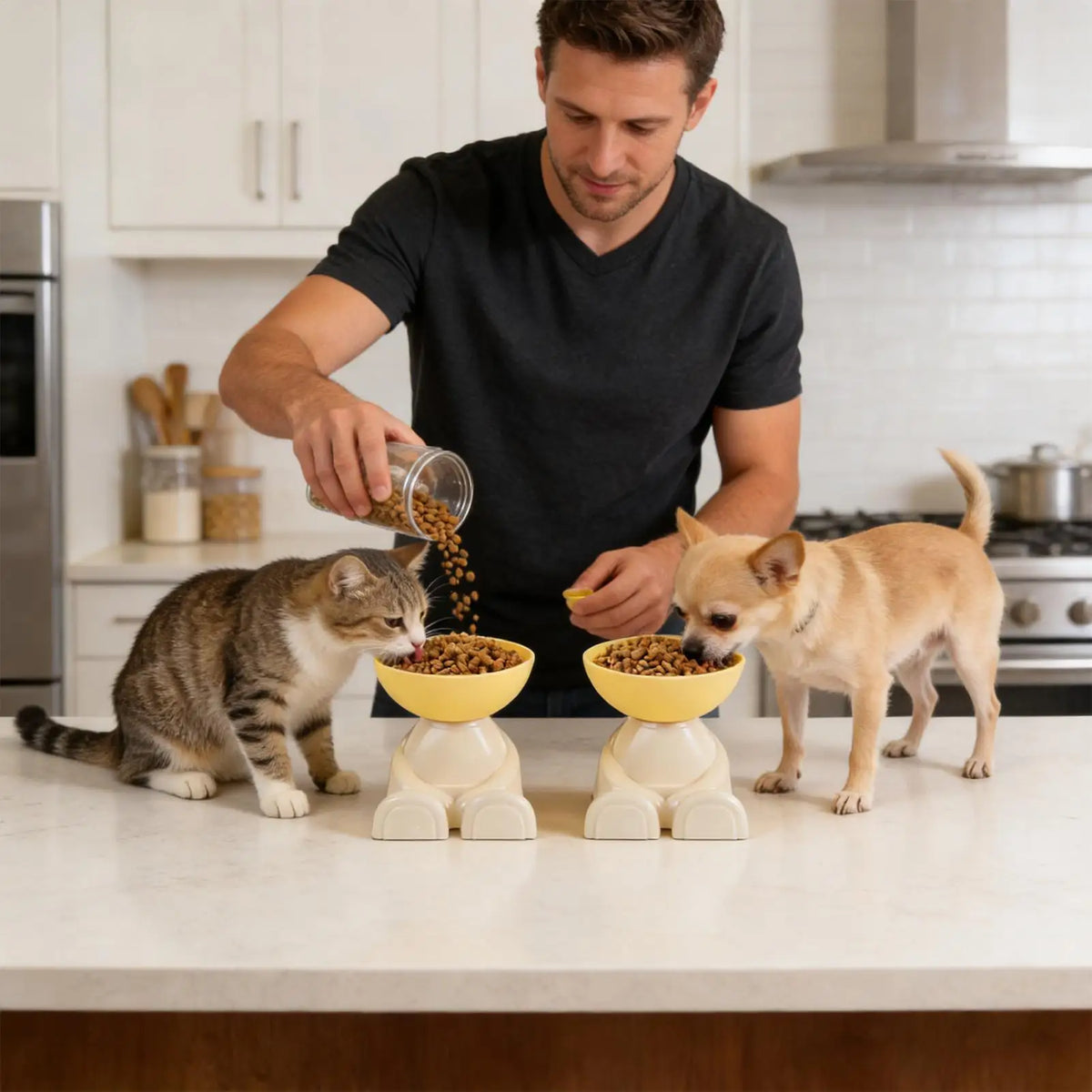 Cat Feeding Bowls Dog Food Bowl Raised Food Feeding Dish for Pet Non-Slip Pet Feeder for Kitchen Vacation Apartment Indoor