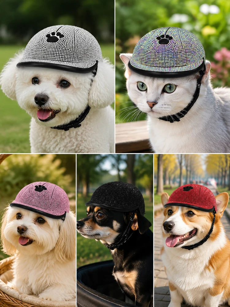 Pet Safety Helmet for Dogs Cats, Hard‑Shell Small Pet Riding Helmet, Protective Cap for Bicycle Motorcycle Outdoor Travel, Comfo
