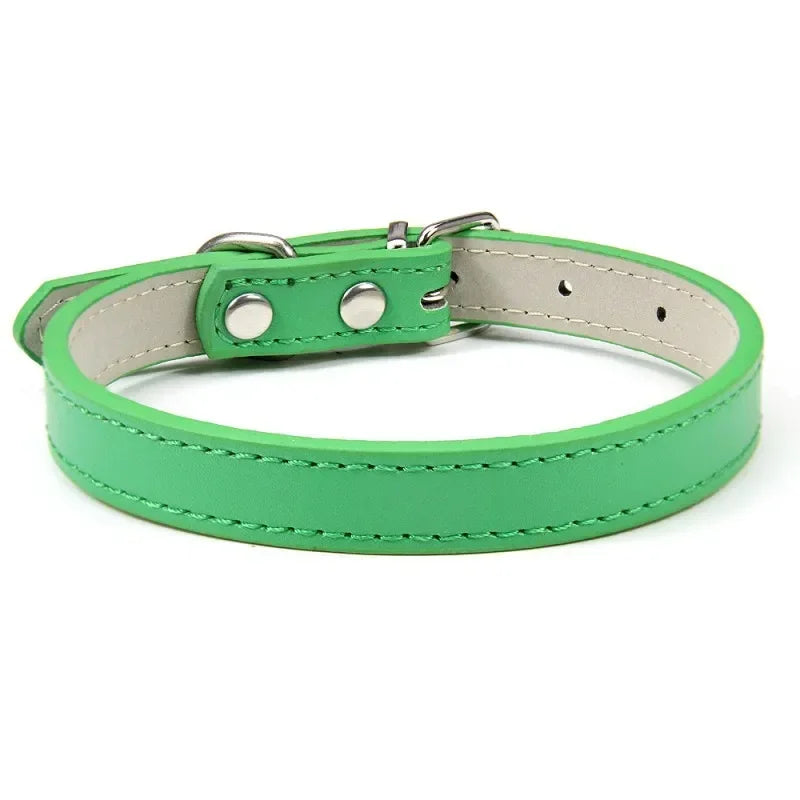 PU Leather Pet Collar for Cats & Dogs Adjustable Outdoor Walking Neck Collar Comfortable Non-restrictive Quick On & Off