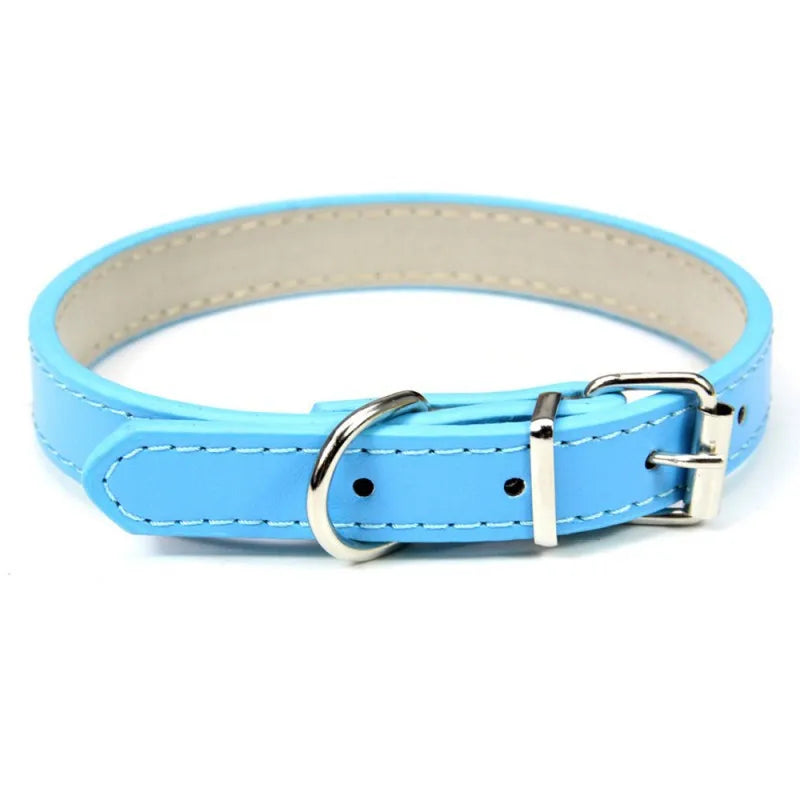 PU Leather Pet Collar for Cats & Dogs Adjustable Outdoor Walking Neck Collar Comfortable Non-restrictive Quick On & Off