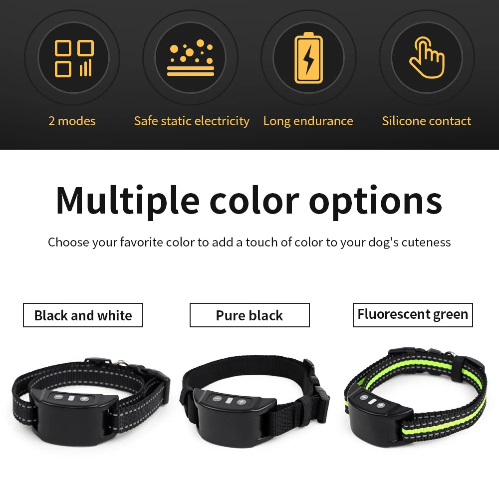 Pet Dog Training Collars Auto Anti-Bark Collar USB Rechargeable 7 Intensities Safety Static Shock Humane Sound Sensor
