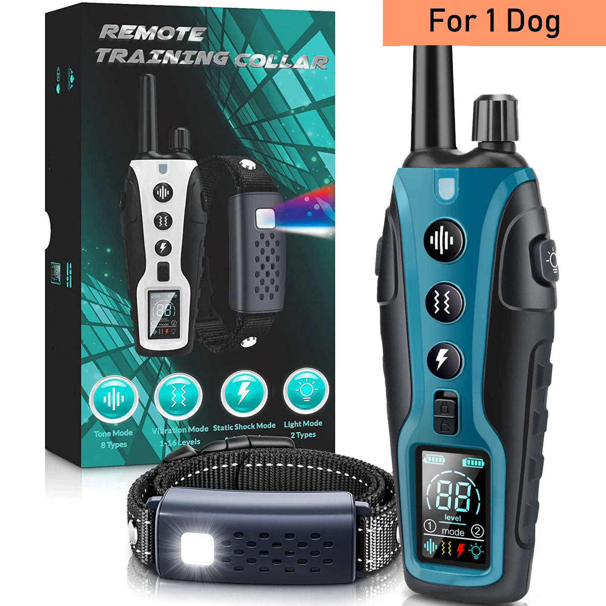 3280FT Pet Dog Training Shock Collar 3 Training Modes Beep Vibration Shock Flash Light Safety at Night Dual Battery Display