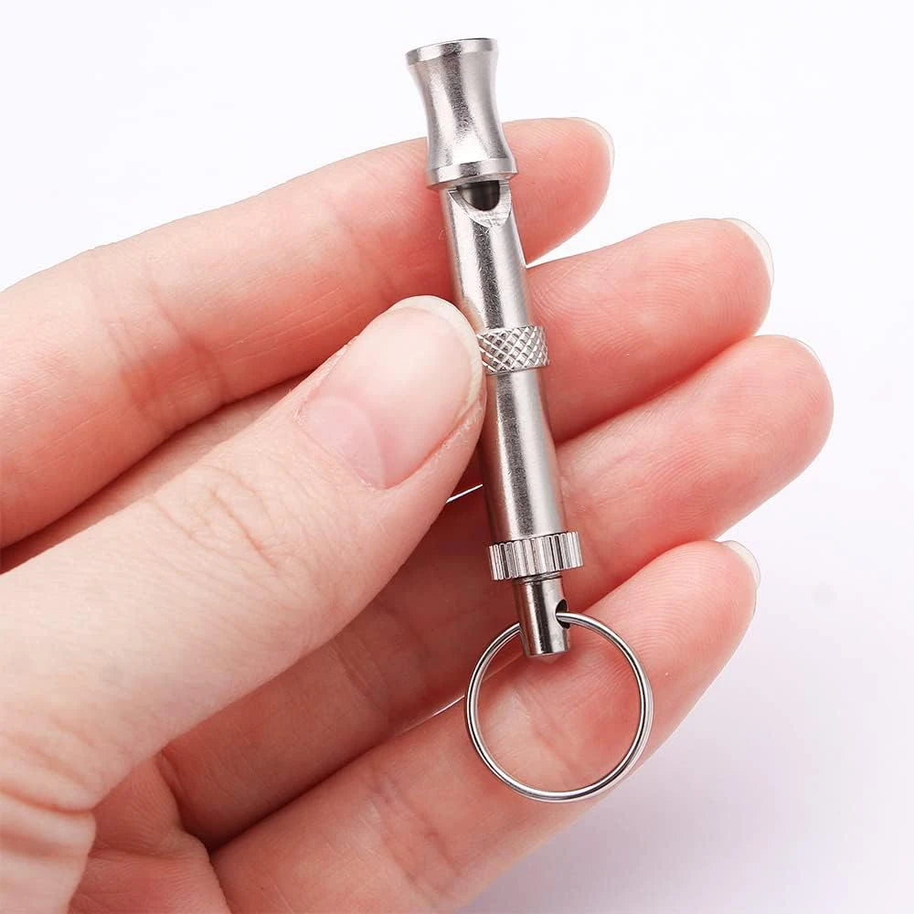 Dog Whistle Pet Training Whistle Stainless Steel Silver Portable Adjustable Ultrasonic Cat/Dog Behavior Training Aid Tool