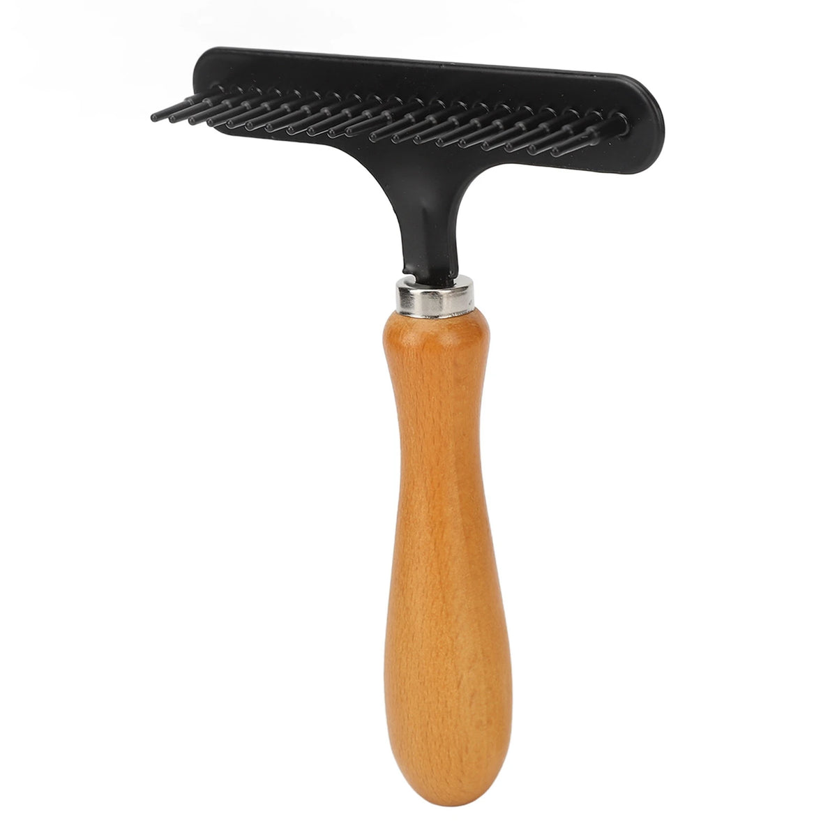 Pet Grooming Brush Pet Brush Handheld Cat Grooming Rake Wooden Handle Pet Hair Deshedding Detangling Brush for Cats Dogs