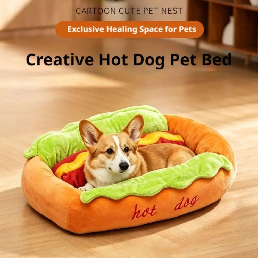 Pet Bed Hot Dog Shaped Dog Lounger Cat Sleeping Cushion Soft Fiber Puppy Warm House Removable Washable Beds for Cats Dogs