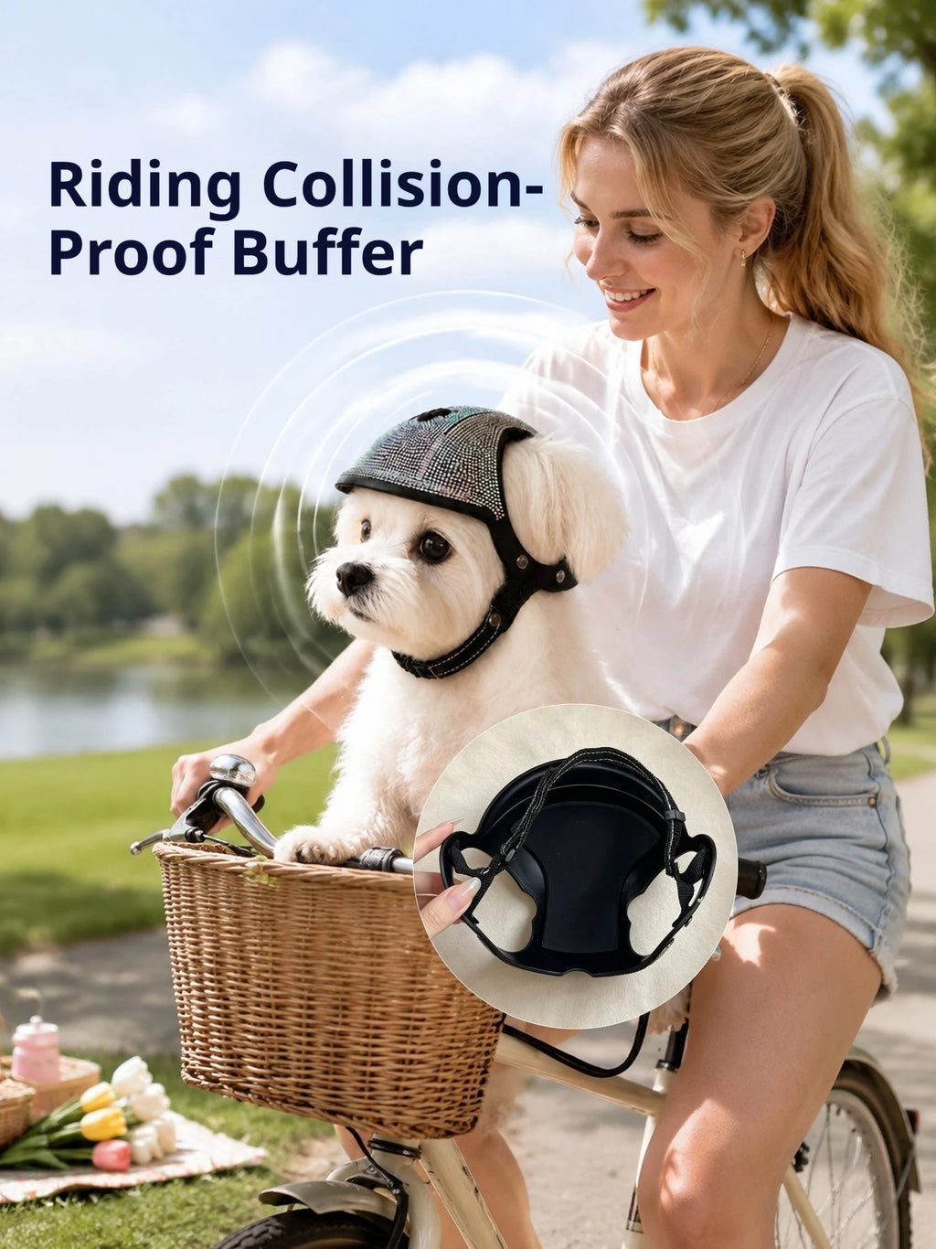 Pet Safety Helmet for Dogs Cats, Hard‑Shell Small Pet Riding Helmet, Protective Cap for Bicycle Motorcycle Outdoor Travel, Comfo