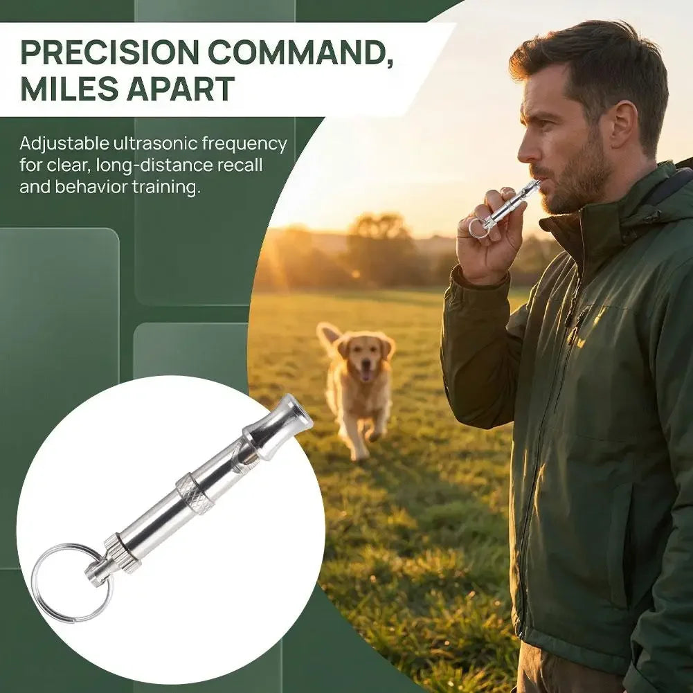 Dog Whistle Pet Training Whistle Stainless Steel Silver Portable Adjustable Ultrasonic Cat/Dog Behavior Training Aid Tool