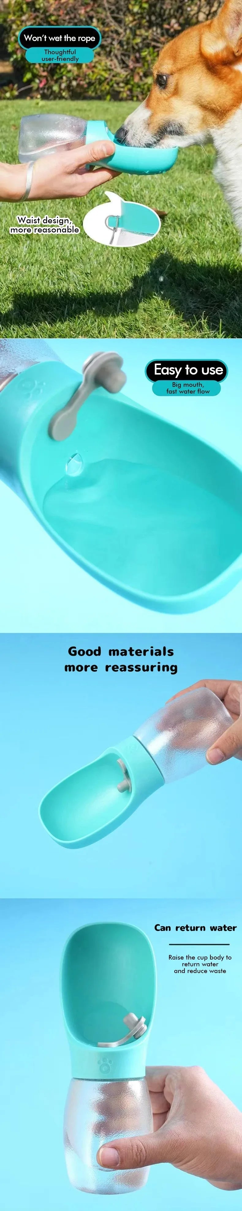 Portable Pet Dog Water Bottle Hiking Outdoor Leakproof Puppy Drinking Bowls for Small Medium Large Dogs Cats Chihuahua Supplies