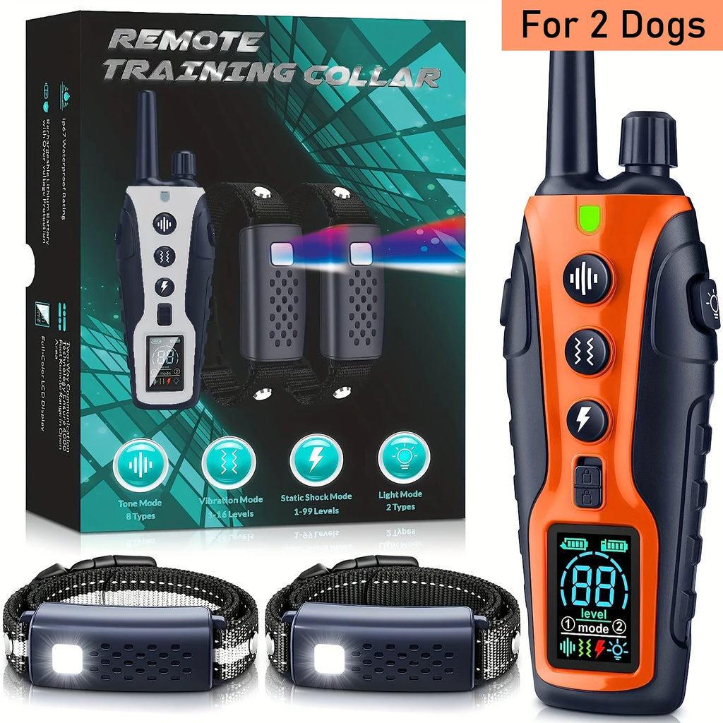 3280FT Pet Dog Training Shock Collar 3 Training Modes Beep Vibration Shock Flash Light Safety at Night Dual Battery Display