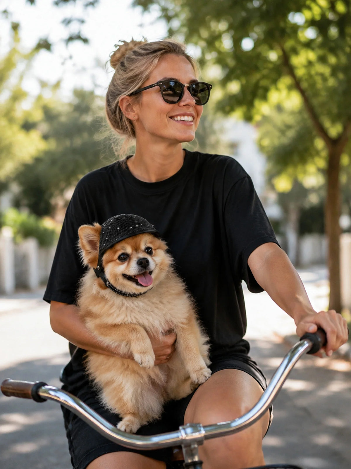 Pet Safety Helmet for Dogs Cats, Hard‑Shell Small Pet Riding Helmet, Protective Cap for Bicycle Motorcycle Outdoor Travel, Comfo