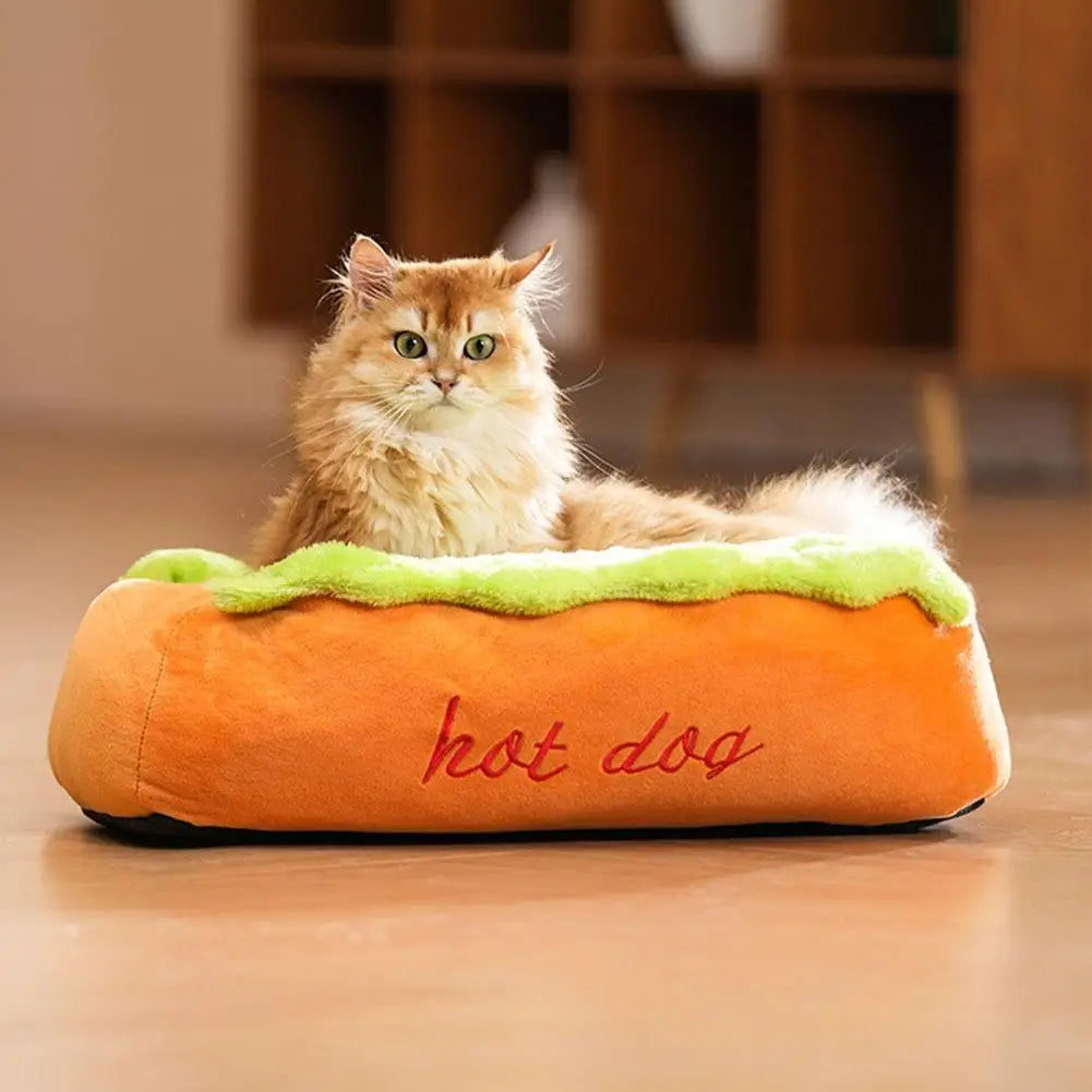 Pet Bed Hot Dog Shaped Dog Lounger Cat Sleeping Cushion Soft Fiber Puppy Warm House Removable Washable Beds for Cats Dogs
