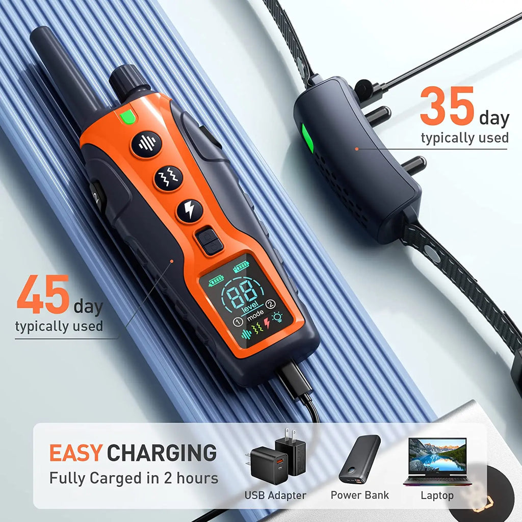 3280FT Pet Dog Training Shock Collar 3 Training Modes Beep Vibration Shock Flash Light Safety at Night Dual Battery Display