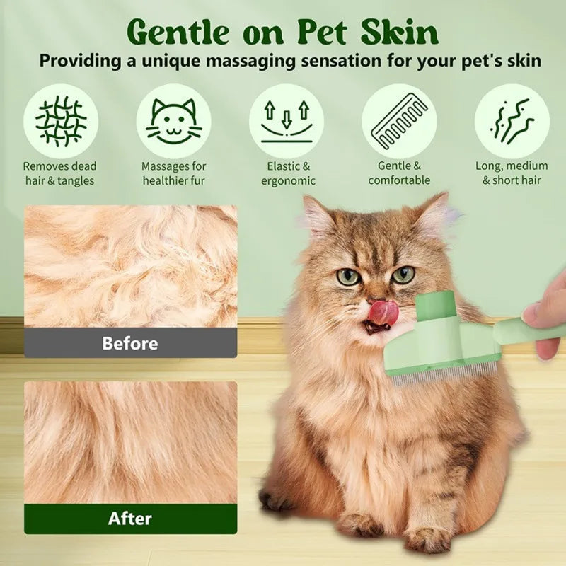 1PC Pet Grooming Tool De-Shedding Brush with Long & Short Stainless Steel Teeth for Pet Dogs Cats Comb Removing Loose Hair Fleas