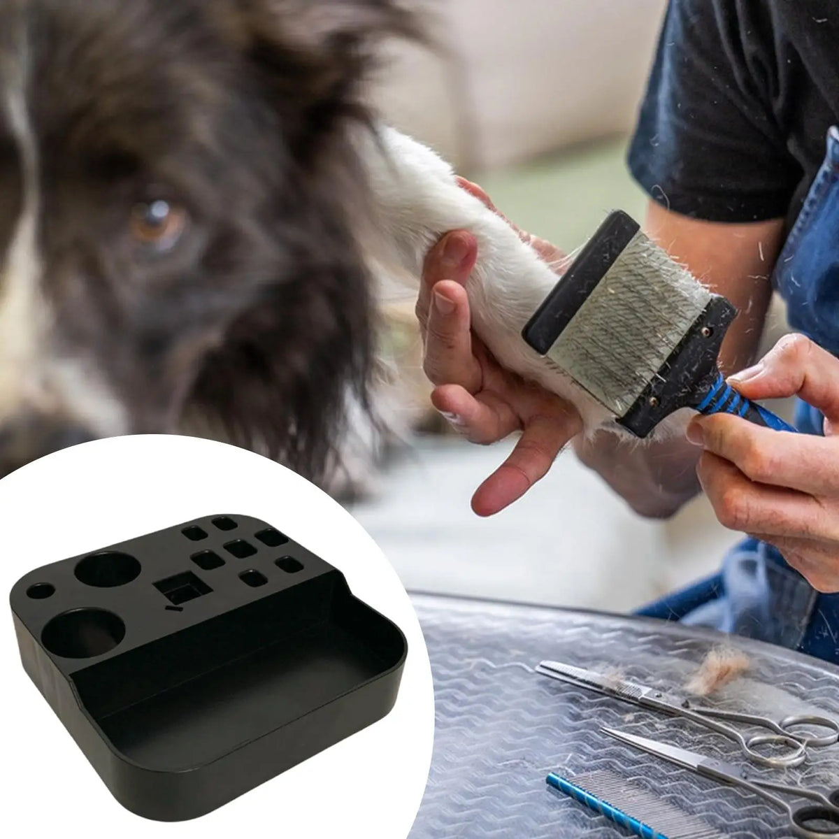 Pet Grooming Tools Holder, Dog Grooming Arm Organizer, Dog & Cat Beauty Tools Storage Box ,Rotatable for Scissors ,Hairdressing