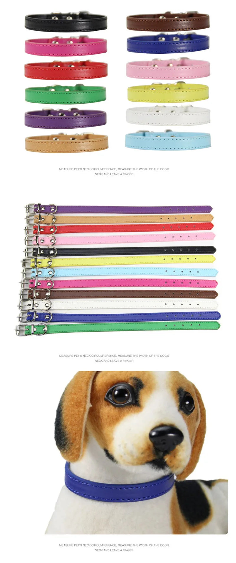 PU Leather Pet Collar for Cats & Dogs Adjustable Outdoor Walking Neck Collar Comfortable Non-restrictive Quick On & Off