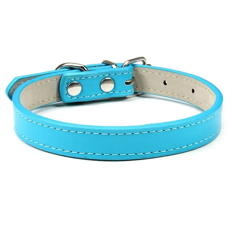 PU Leather Pet Collar for Cats & Dogs Adjustable Outdoor Walking Neck Collar Comfortable Non-restrictive Quick On & Off