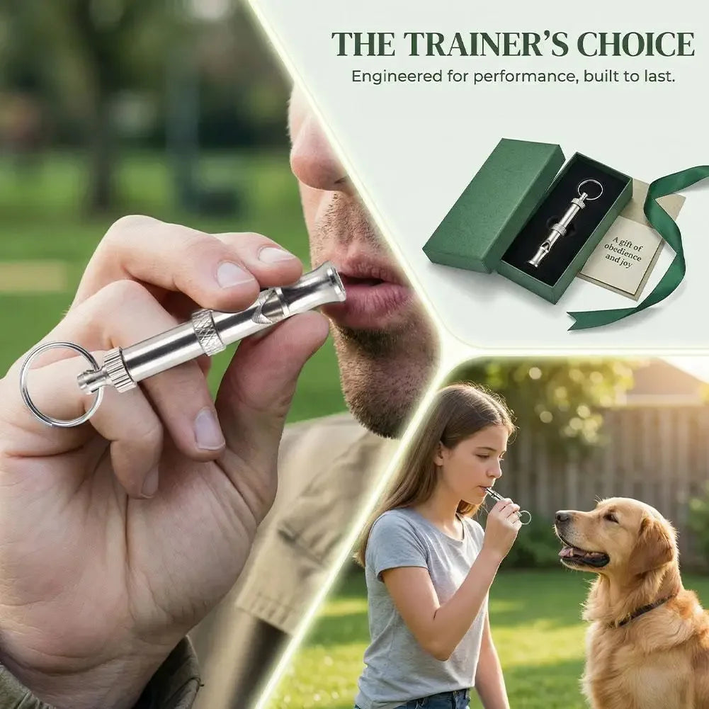 Dog Whistle Pet Training Whistle Stainless Steel Silver Portable Adjustable Ultrasonic Cat/Dog Behavior Training Aid Tool